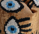 Canvello Handmade Luxury Handmade Velvet Silk Evil Eye Throw Pillow With Down Insert - 16x16 in