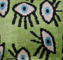 Canvello Handmade Luxury Handmade Velvet Silk Evil Eye Throw Pillow With Down Insert
