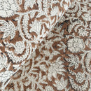 Nina Floral Block Printed Pillow Cover | Brown | Lumbar