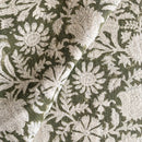 Jardim Floral Block Printed Pillow Cover | Olive Green | Lumbar