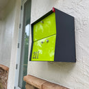 RetroBox Locking Small Package Wall Mounted Mailbox in TEXTURED GRAY METALLIC