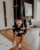 Indoor Cotton High Back Baby Swing-Peppercorn