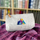 Colorful Mountain Bear Scene Embroidered Felt Zipper Pouch