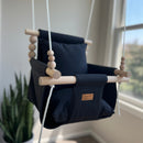 Indoor Cotton High Back Baby Swing-Peppercorn
