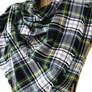 Evergreen, Black, White, Dusty Blue and Yellow Tartan Plaid Flannel Infinity or Blanket Scarf