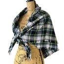 Evergreen, Black, White, Dusty Blue and Yellow Tartan Plaid Flannel Infinity or Blanket Scarf