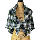 Evergreen, Black, White, Dusty Blue and Yellow Tartan Plaid Flannel Infinity or Blanket Scarf