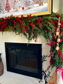 9ft Cedar and Red Berry Garland - Ship by 9/30/2026