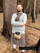 Straight Scarf - Outlander Clan MacKenzie Inspired Gray, Brown and Light Blue Cotton Flannel