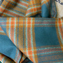 Dusty Deep Teal with Sage and Persimmon Orange Luxe Collection Plaid Infinity and Blanket Scarves