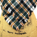 Dark Forest Green, Black, White, Caramel and Pale Pink Plaid Flannel Infinity or Blanket Scarf