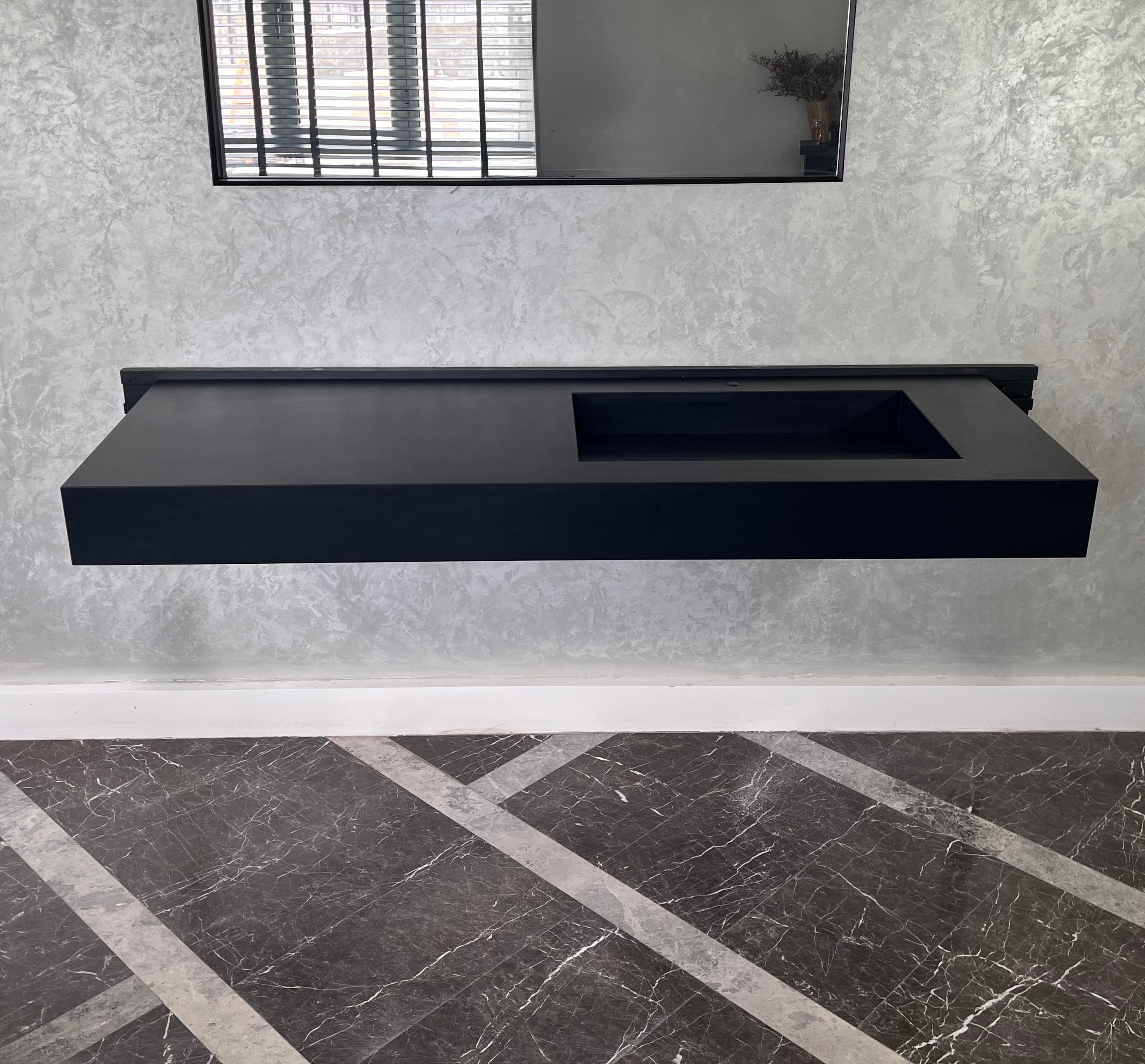 HANDCRAFTED INFINITY ABSOLUTE BLACK HIGH ENGINEERED STONE SINK (ES-096