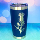 Scottish Thistle Flower Laser Engraved Powder Coated 20oz Double Walled Insulated Tumbler