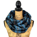 Smoky Blue and Black Plaid with Persimmon and Pale Yellow Accent Luxe Collection Infinity and Blanket Scarves