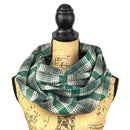 Warm Dark Grey, Emerald and Creamy White Luxe Collection Plaid Infinity and Blanket Scarves