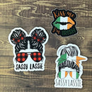 Irish Sassy Lassie Messy Bun Aviators 3" Sticker