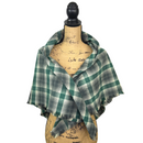 Warm Dark Grey, Emerald and Creamy White Luxe Collection Plaid Infinity and Blanket Scarves