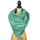 Seafoam Green Small Check with Dusty Blue and White Plaid Flannel Infinity or Blanket Scarf
