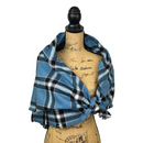 Dusty Blue, Black, White and Tan Plaid Flannel Infinity or Blanket Scarf
