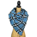 Dusty Blue, Black, White and Tan Plaid Flannel Infinity or Blanket Scarf