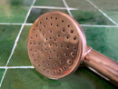 Copper Hand Shower, Unlacquered Handheld outdoor copper shower head with Hose and Holder.