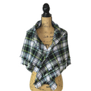 Evergreen, Black, White, Dusty Blue and Yellow Tartan Plaid Flannel Infinity or Blanket Scarf