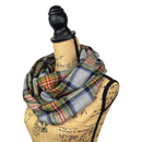 Tartan in Heather Gray with Emerald Green, Persimmon Orange, and Royal Navy Plaid Flannel Infinity or Blanket Scarf