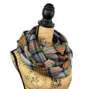 Tartan in Heather Gray with Emerald Green, Persimmon Orange, and Royal Navy Plaid Flannel Infinity or Blanket Scarf