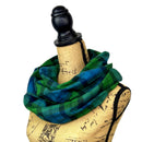 Emerald Green, Deep Blue and Black 100% Organic Cotton Plaid Tartan in Infinity and Blanket Scarves