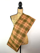 100% Organic Cotton Olive Green and Blush with Salmon and Deep Charcoal Accent Plaid Infinity and Blanket Scarves