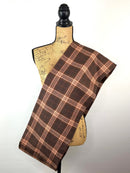 Dark and Milk Chocolate Browns with Muted Pink and Rust Accent 100% Organic Cotton Plaid Infinity and Blanket Scarves