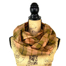 100% Organic Cotton Olive Green and Blush with Salmon and Deep Charcoal Accent Plaid Infinity and Blanket Scarves