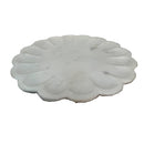 10 in. Round Handmade Scalloped White Marble Platter
