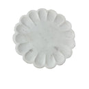 10 in. Round Handmade Scalloped White Marble Platter