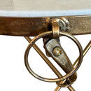 18 in. Round Metal End Table With White Marble and Mother Of Pearl Inlay
