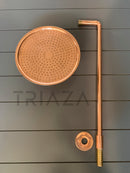 Unlacquered Solid copper Round Shower Head, copper Arm Extension