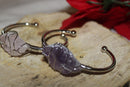 Wire wrapped bangles with crystal | Rose quartz & Amethyst