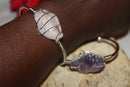Wire wrapped bangles with crystal | Rose quartz & Amethyst