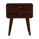 Curved Dark Walnut Bedside