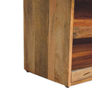Buffalo Hide Pull out Oak-ish Shoe Storage Bench