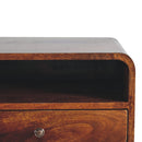 Large Chestnut Curve Upper Slot Floating Bedside