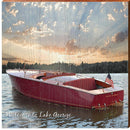 Welcome to Lake George Vintage Boat   | Wall Art Print on Real Wood
