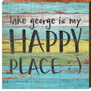 Lake George, New York Happy Place Phrase Wooden Sign | Wall Art Print on Real Wood