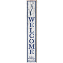 Lake George Welcome White Latitude Longitude   | Wall Art Print on Real Wood