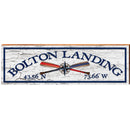 Bolton Landing Oar Compass White Latitude Longitude   | Wall Art Print on Real Wood