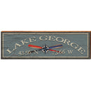 Lake George Oar Compass Blue Latitude Longitude   | Wall Art Print on Real Wood