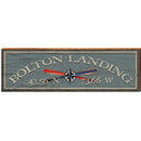 Bolton Landing Oar Compass Blue Latitude Longitude   | Wall Art Print on Real Wood