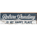 Bolton Landing, New York Happy Place Phrase Wooden Sign | Wall Art Print on Real Wood