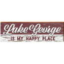 Lake George is My Happy Place Red   | Wall Art Print on Real Wood