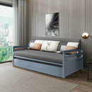Twin/Twin Dorm Style Trundle Daybed Platform Bed Frame in Grey